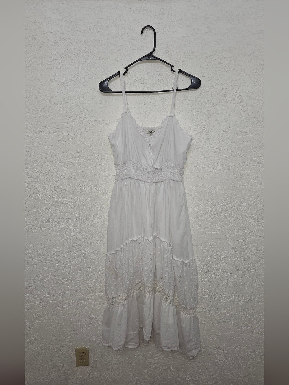 White Sleeveless Maxi Dress with Eyelet Detail 1X MPH Collection